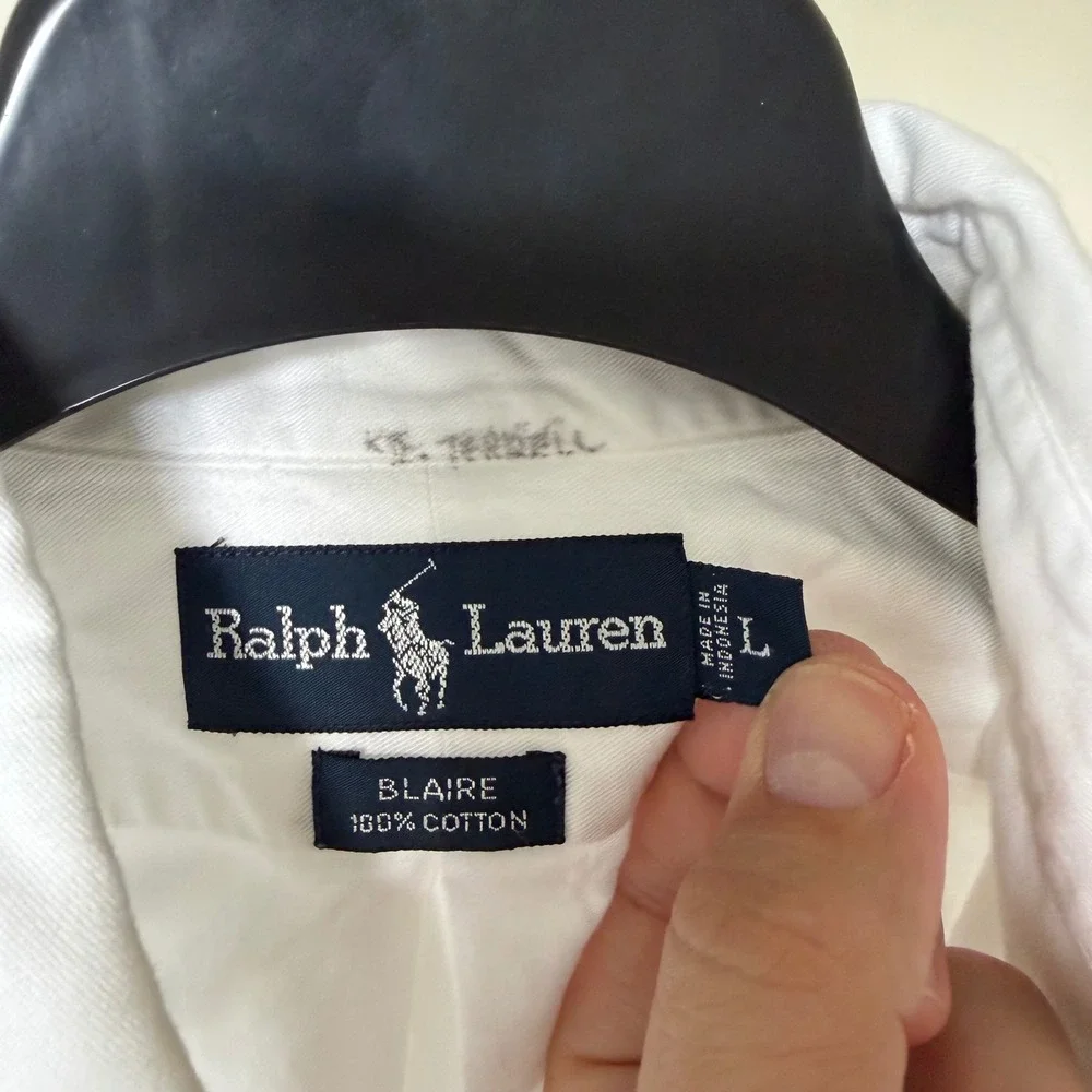 90's Polo Ralph Lauren Blaire Large White Cotton‎ Button Down Shirt Long Sleeve